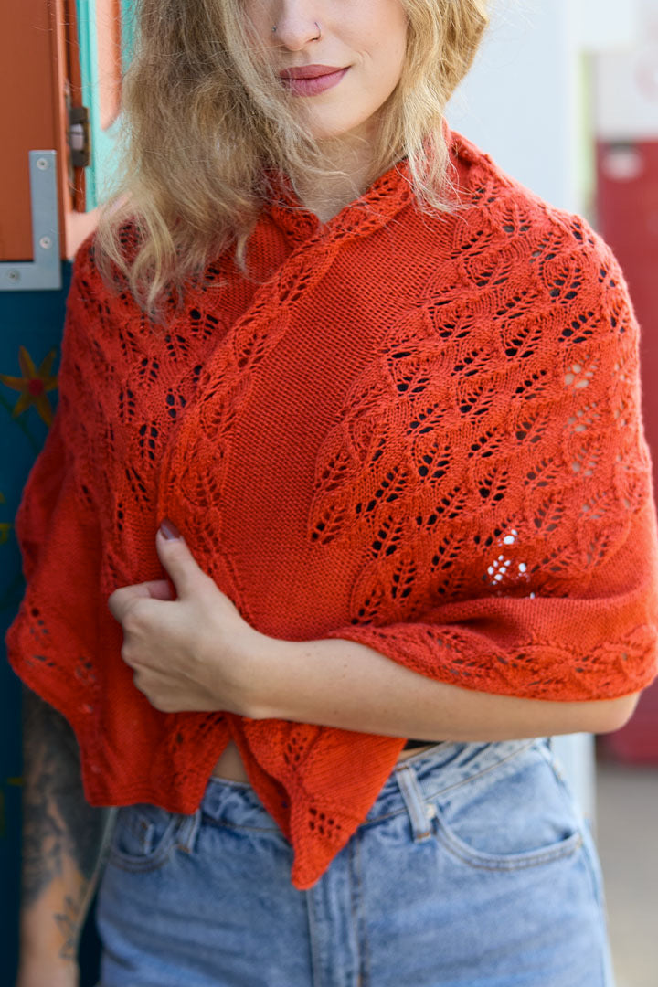 Vibrant Leaves Leaf Lace Wrap Knitting Pattern