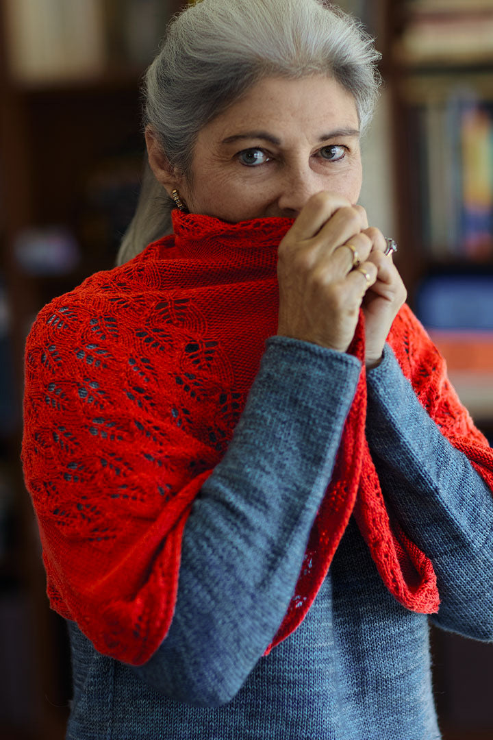 Vibrant Leaves Leaf Lace Wrap Knitting Pattern